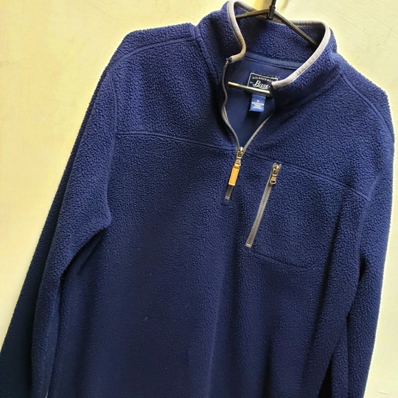 G.H. Bass & Co. mens/unisex medium 1/4 zip blue sherpa fleece pullover jacket - Picture 1 of 6